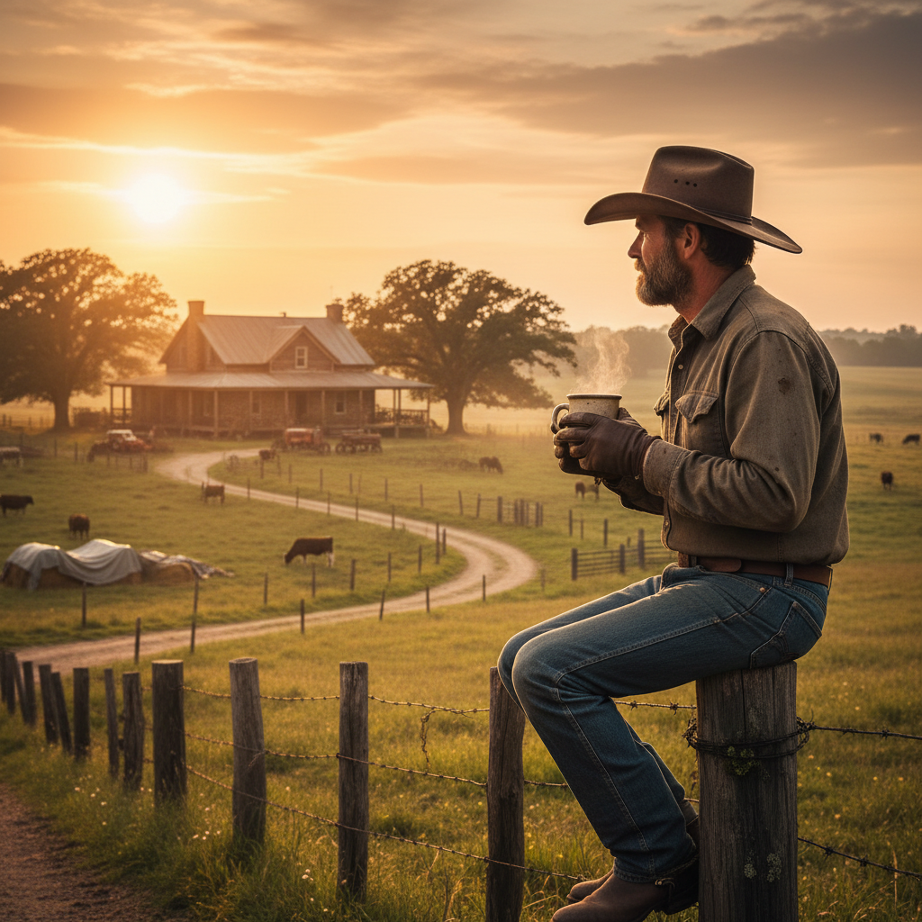 Cowboy Drinking Coffee